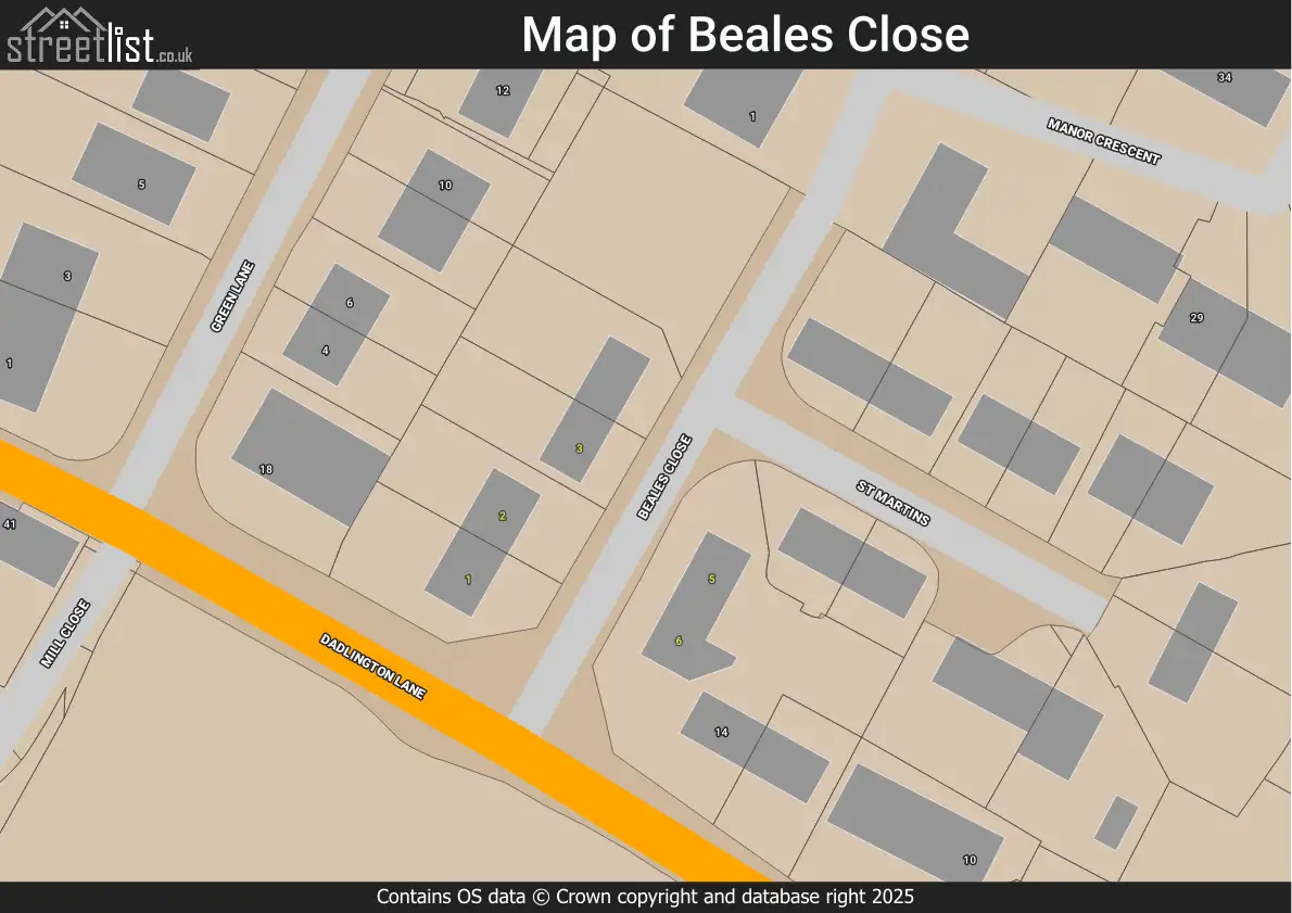 Map of Beales Close