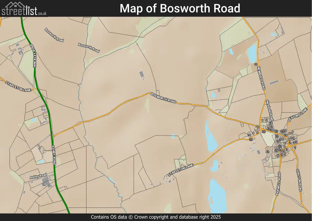 Map of Bosworth Road