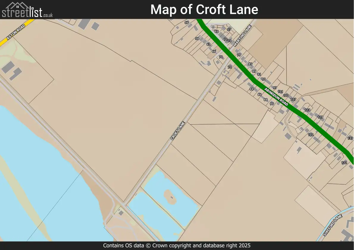Croft Lane, Standlake, Oxfordshire | Street map, property and local ...