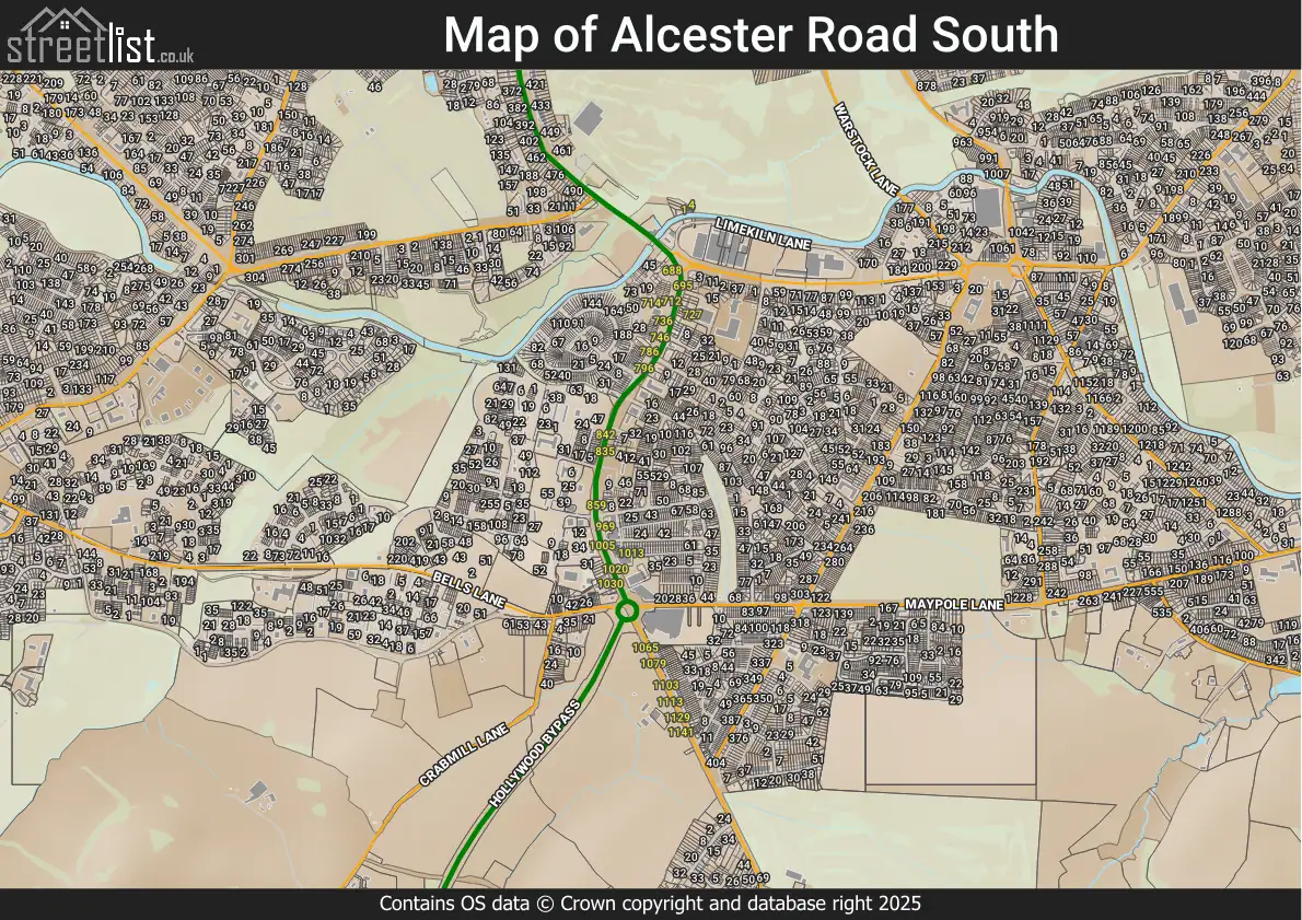 Alcester Road South, Birmingham, Billesley, West Midlands | Street map ...