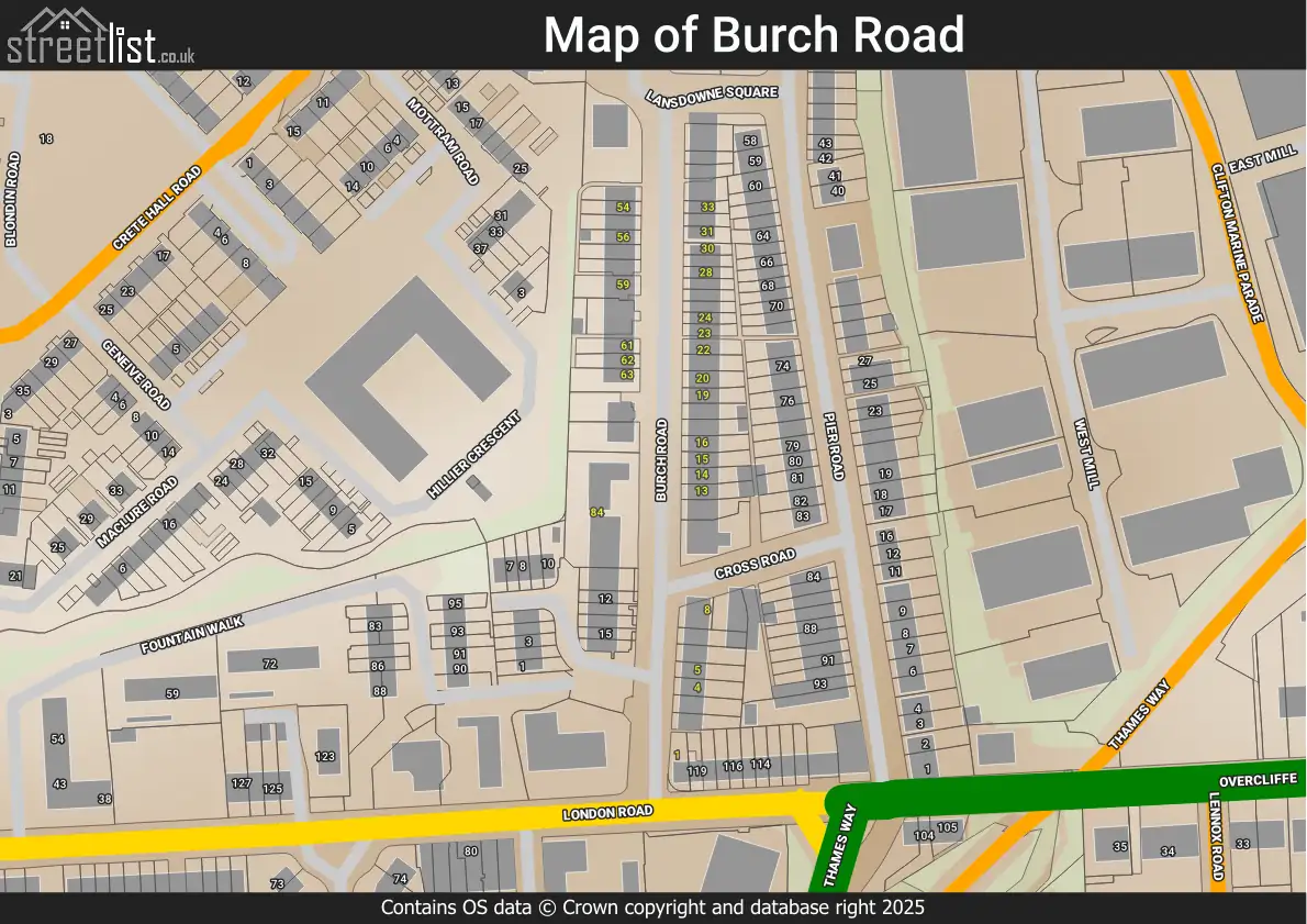 Burch Road, Gravesend, Northfleet, Kent | Street map, property and ...