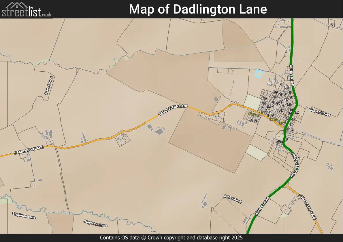 Map of Dadlington Lane