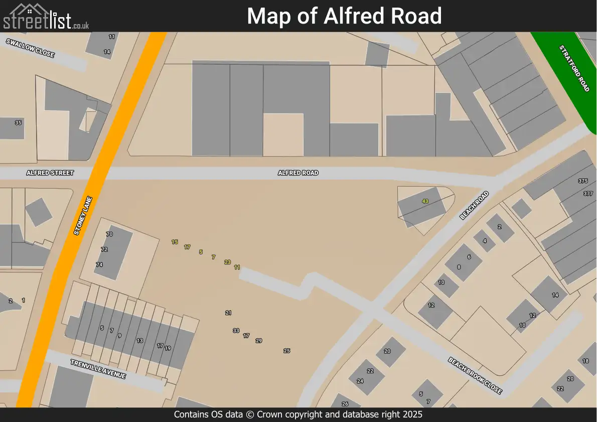 Mount Alfred Rd. Map Alfred Road, Birmingham, Sparkbrook, West Midlands | Street map ...