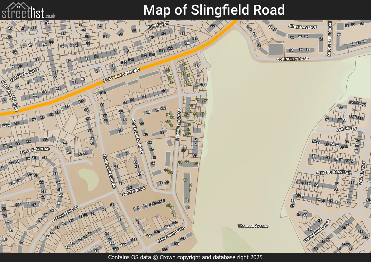 Map of Slingfield Road