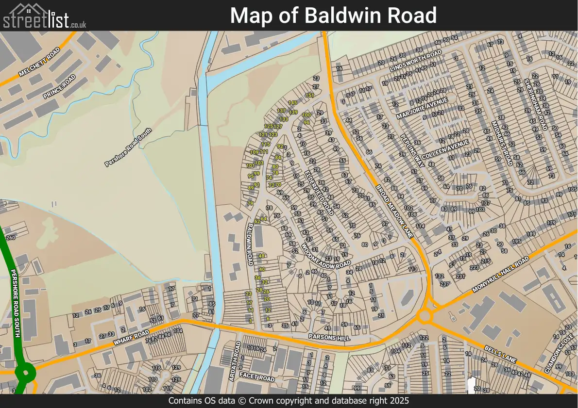 Map of Baldwin Road