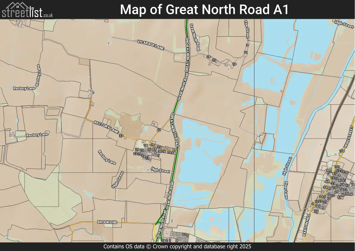 Great North Road A1 in Southoe, Cambridgeshire - maps, house prices ...