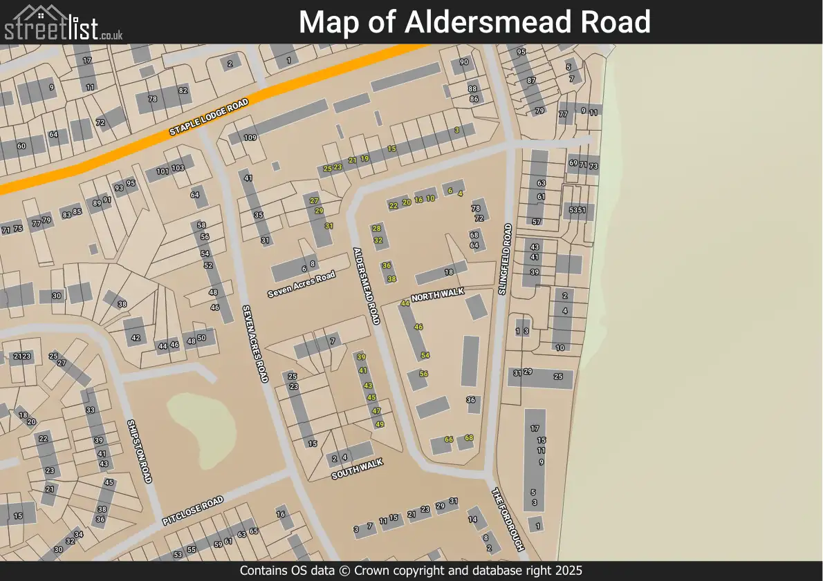 Map of Aldersmead Road