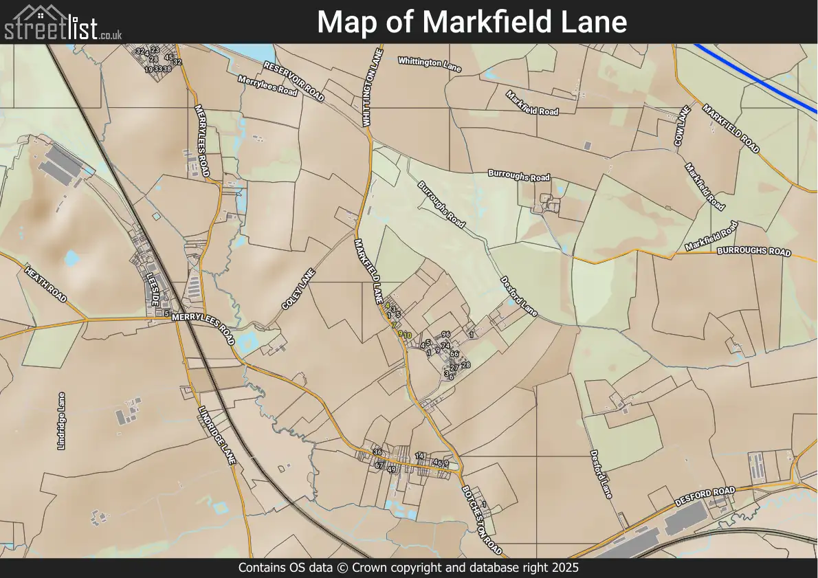 Map of Markfield Lane