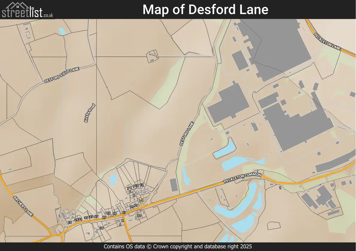 Map of Desford Lane
