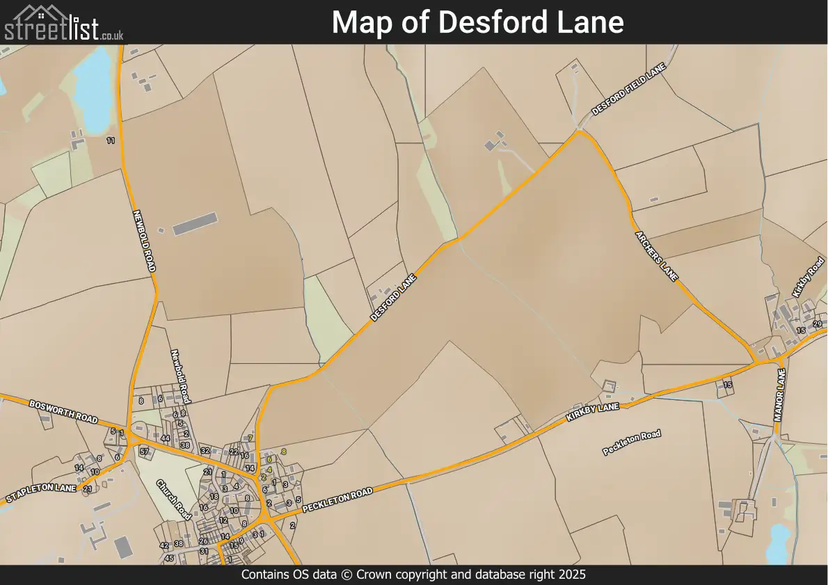 Map of Desford Lane