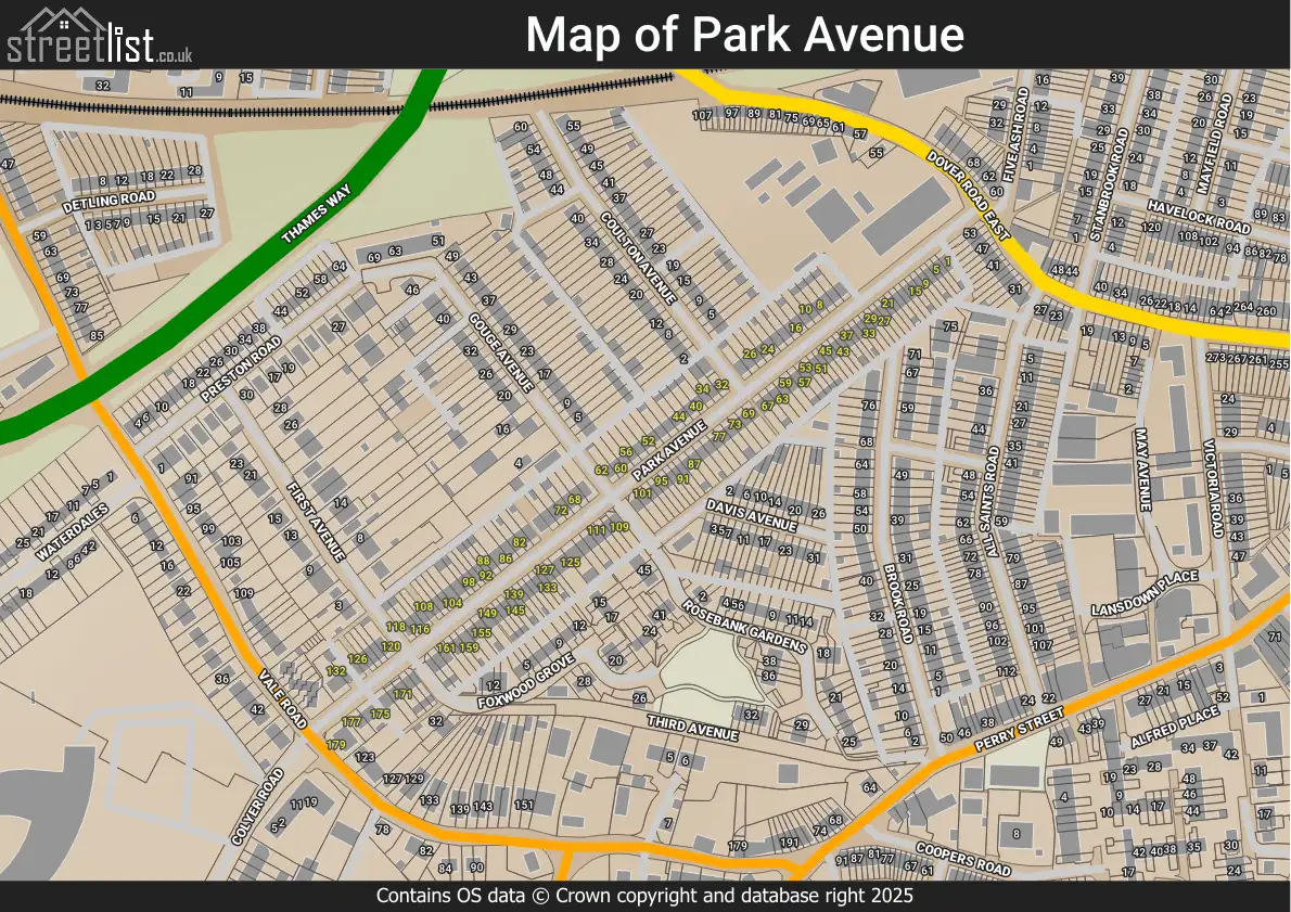 Park Avenue, Gravesend, Northfleet, Kent | Street map, property and ...