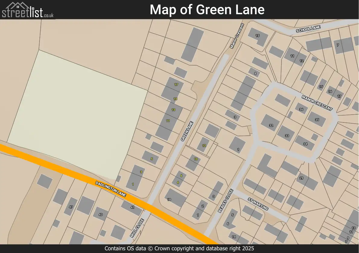 Map of Green Lane