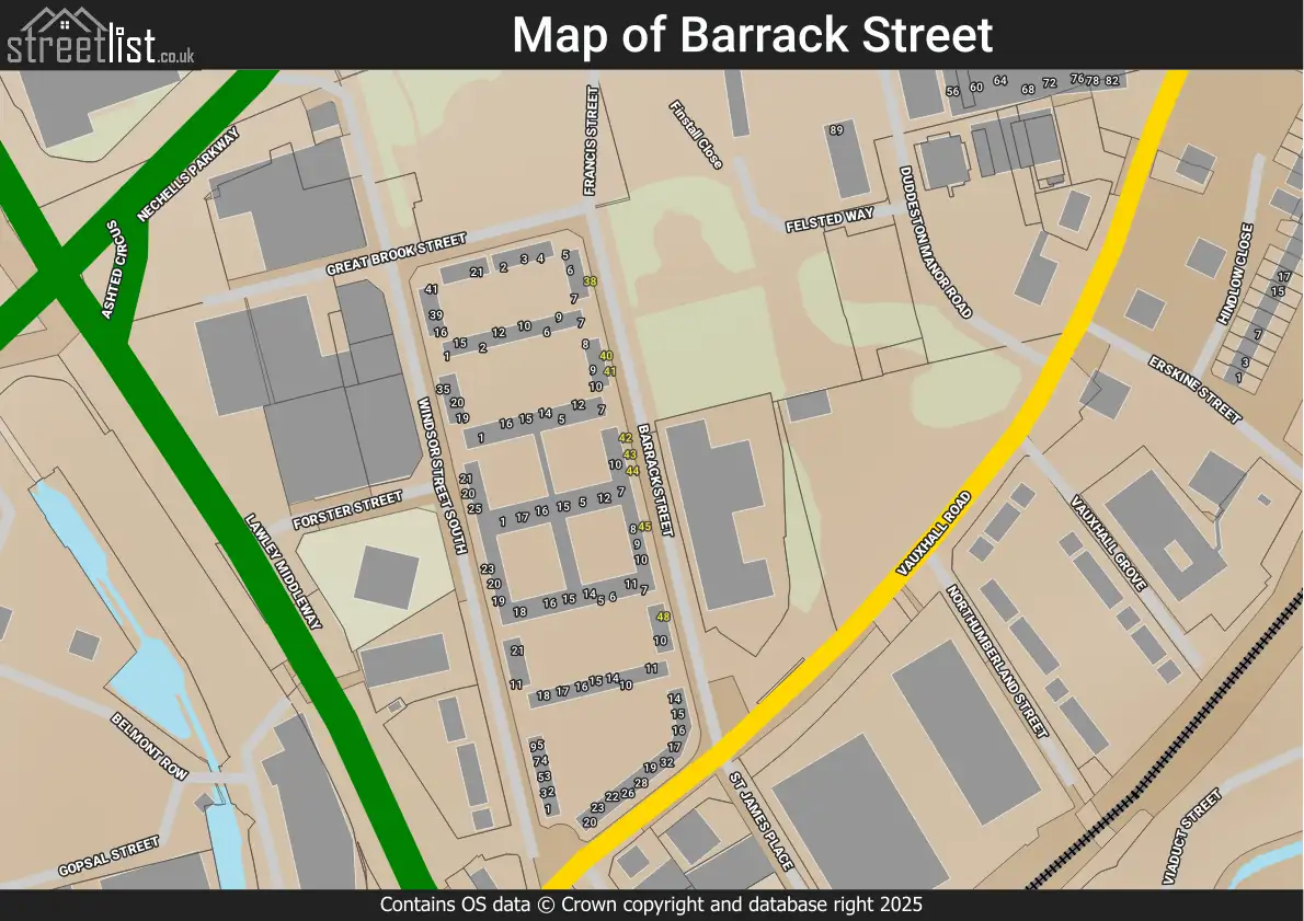 Map of Barrack Street