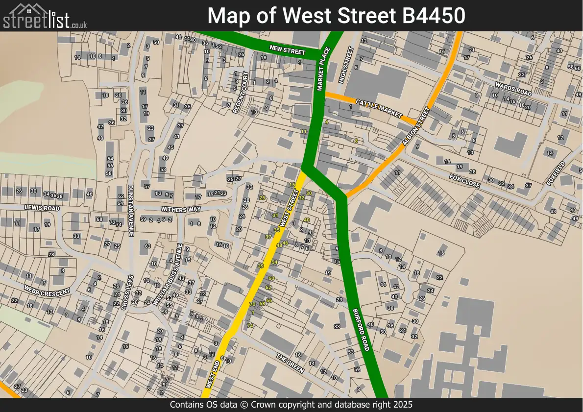 Map of West Street B4450