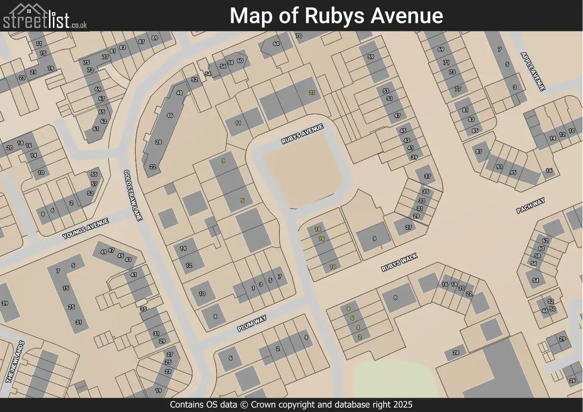 Map of Rubys Avenue
