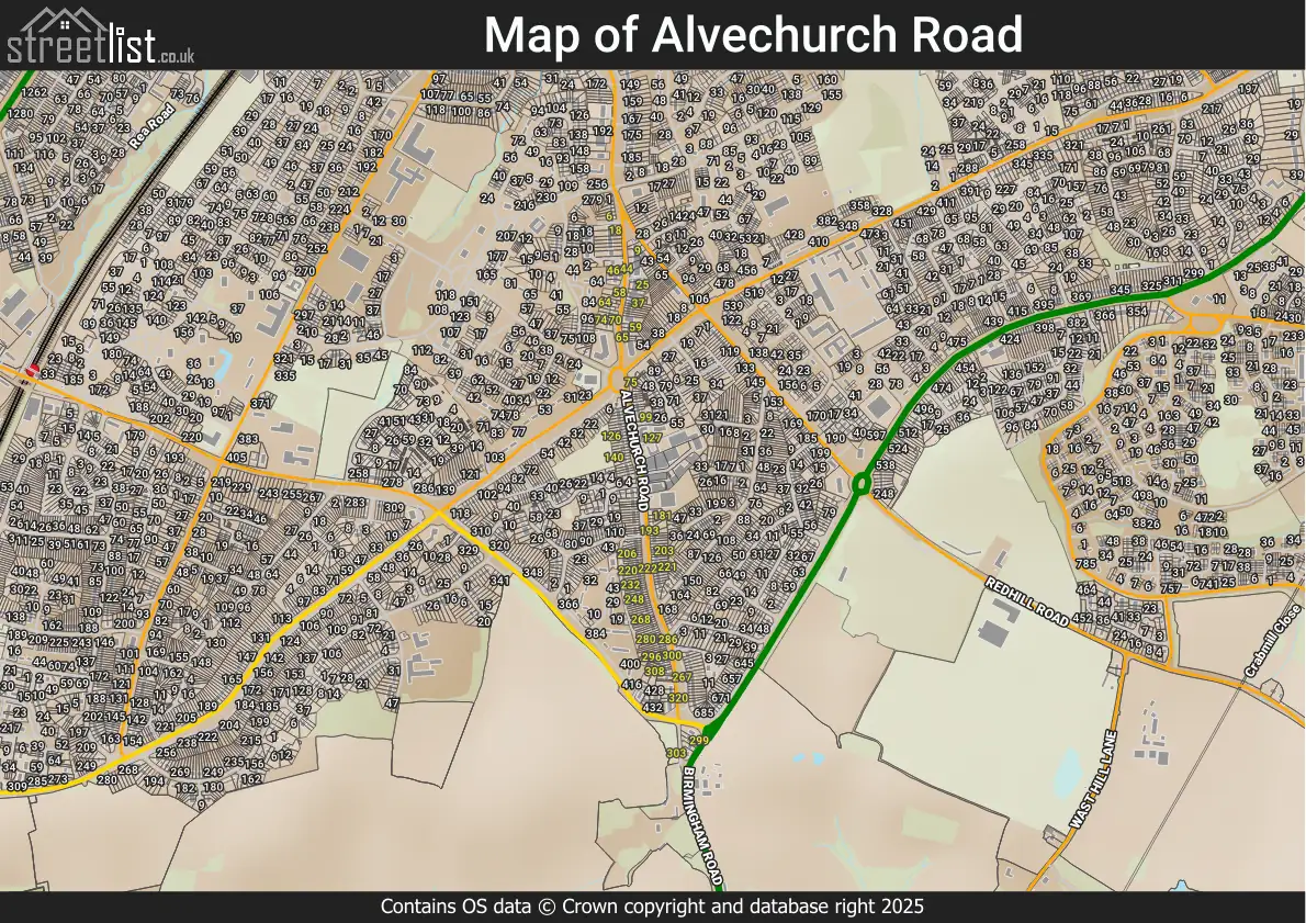Map of Alvechurch Road