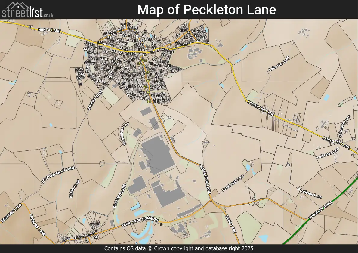 Map of Peckleton Lane