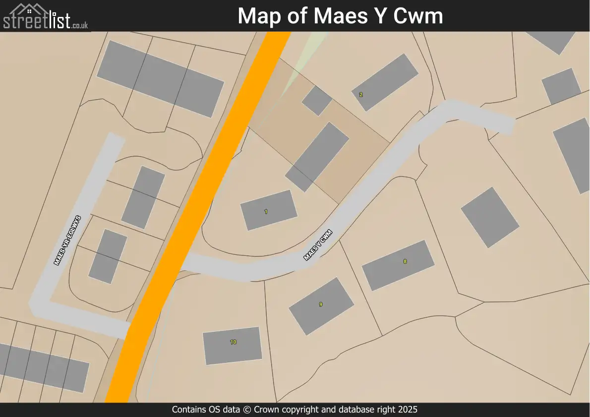 Map of Maes Y Cwm