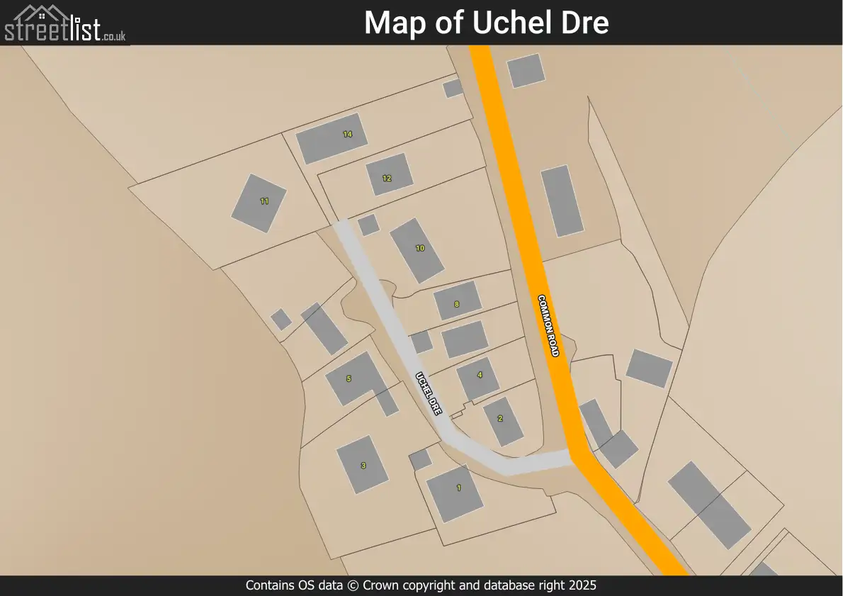 Map of Uchel Dre
