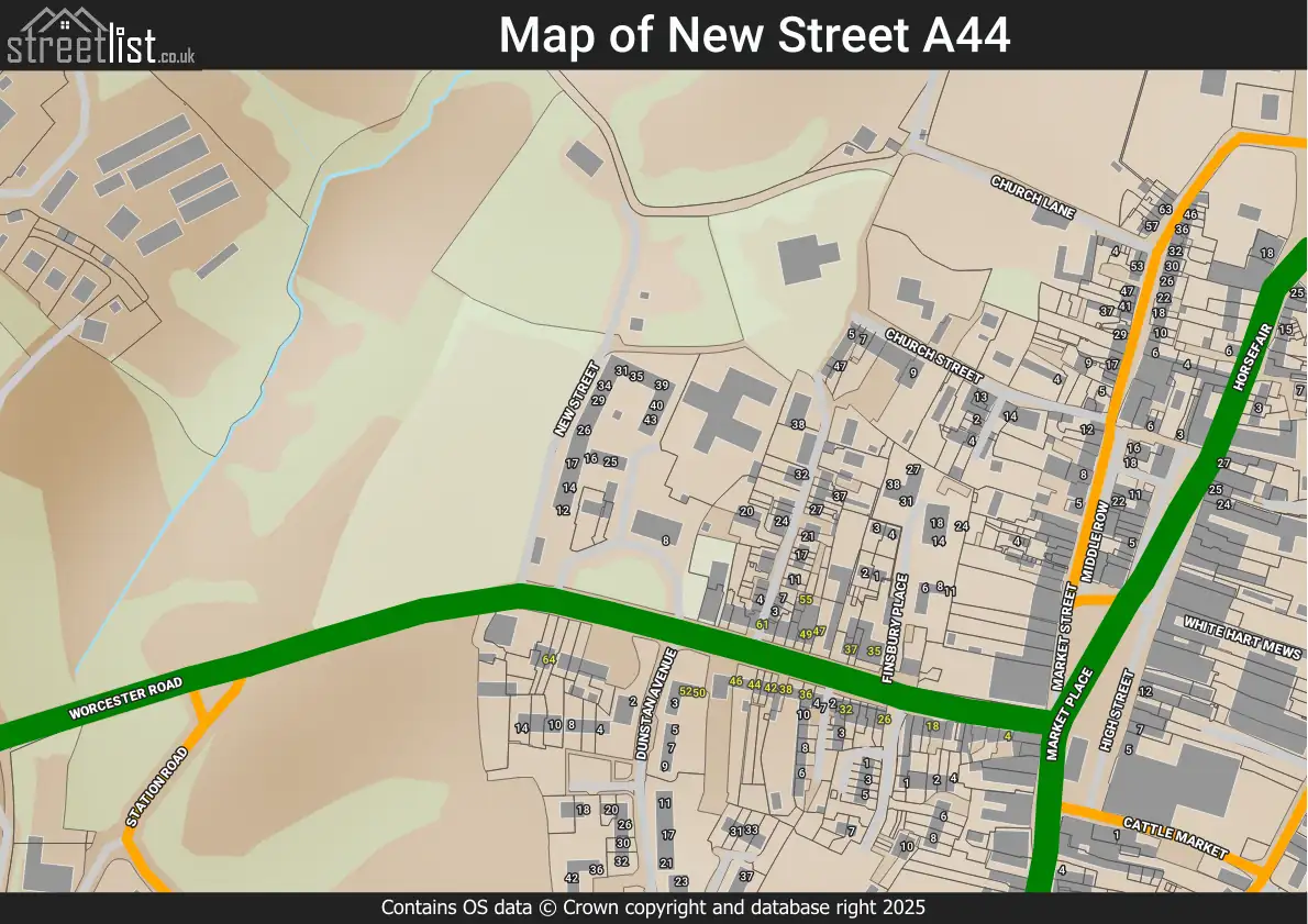 Map of New Street A44