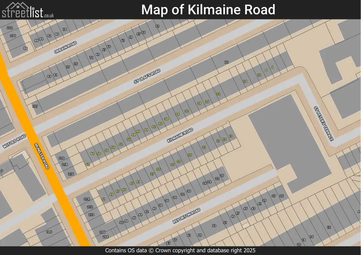 Map of Kilmaine Road
