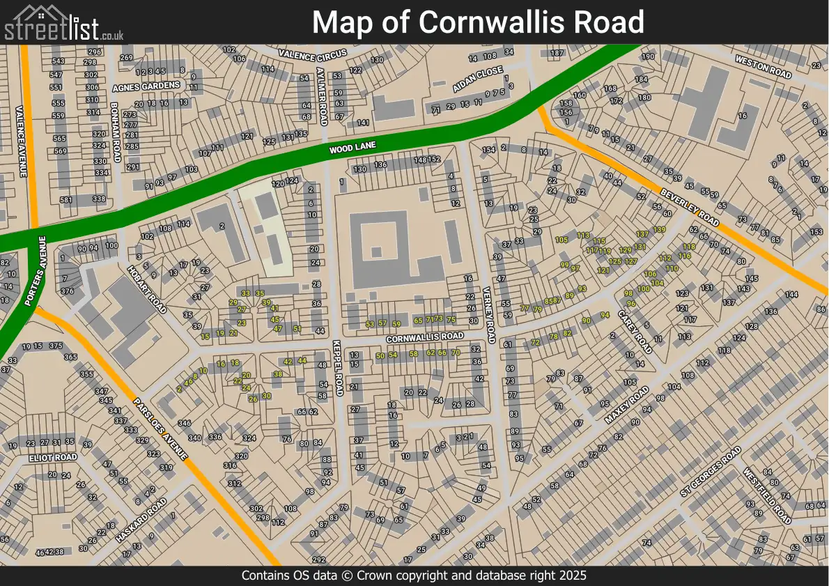 Map of Cornwallis Road