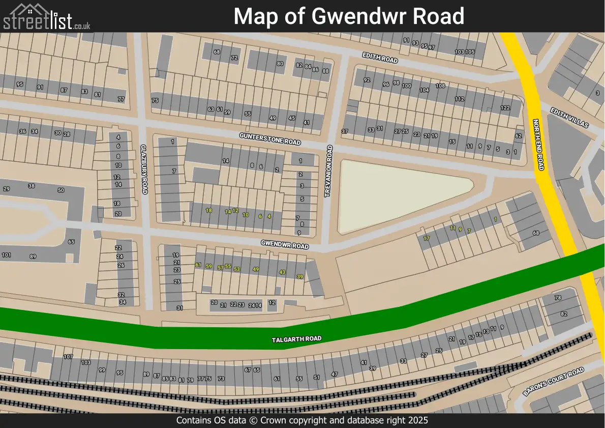 Gwendwr Road in London, Greater London - maps, house prices & crime ...