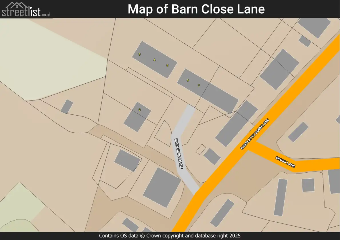 Map of Barn Close Lane
