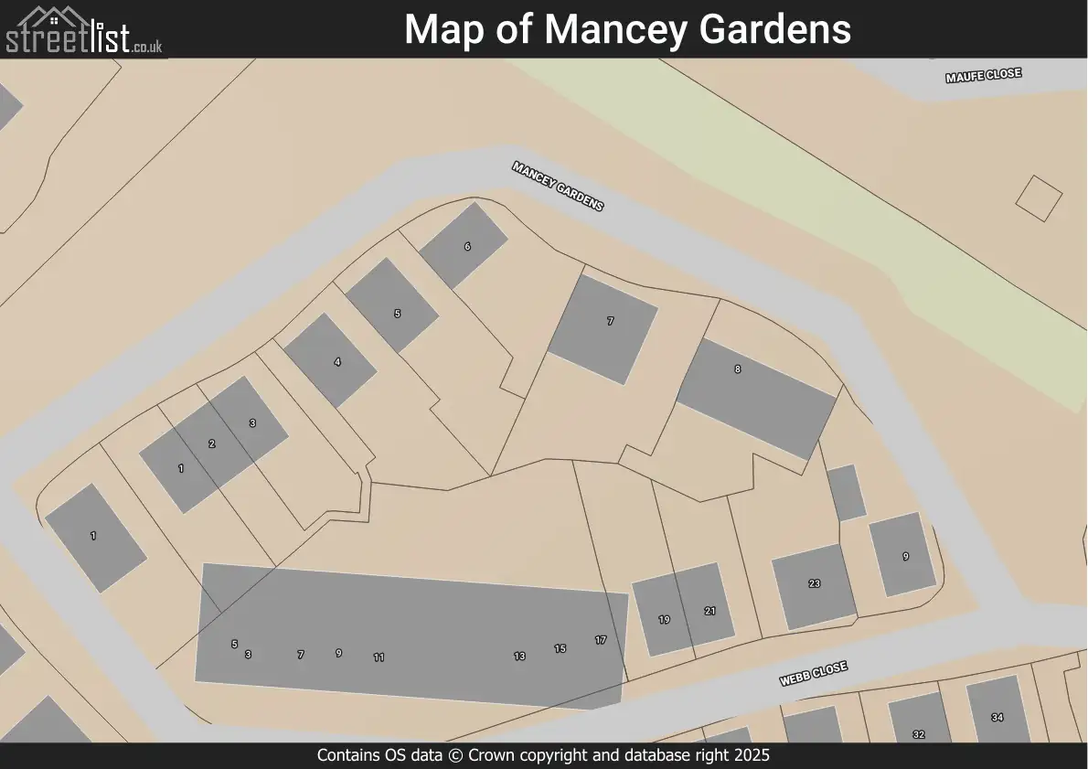 Map of Mancey Gardens