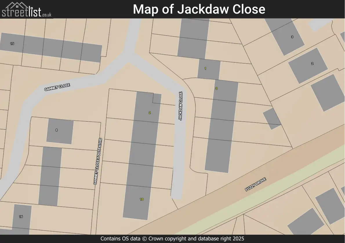 Map of Jackdaw Close