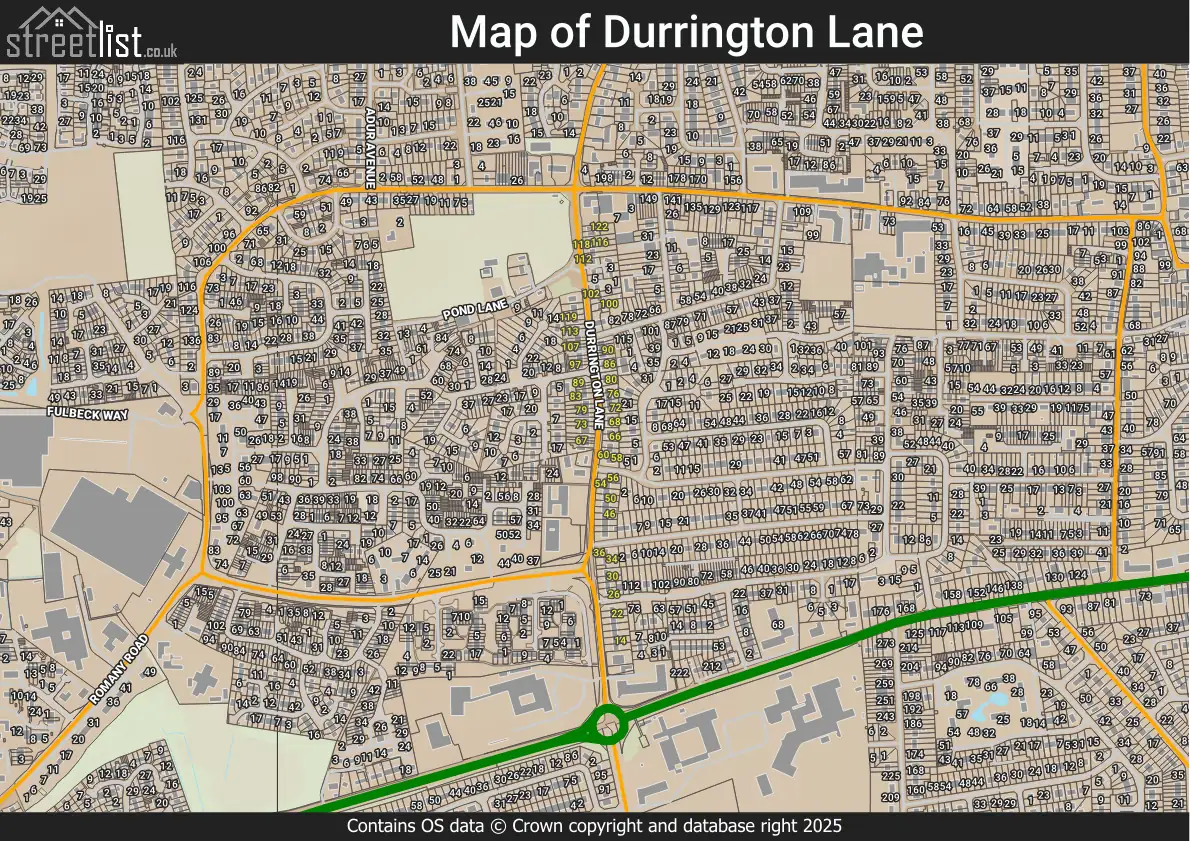 Durrington Lane, Worthing, Durrington, West Sussex | Street map ...