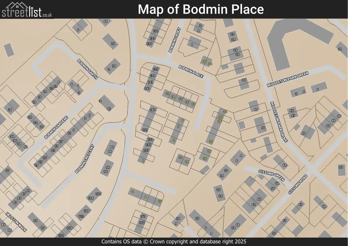Map of Bodmin Place