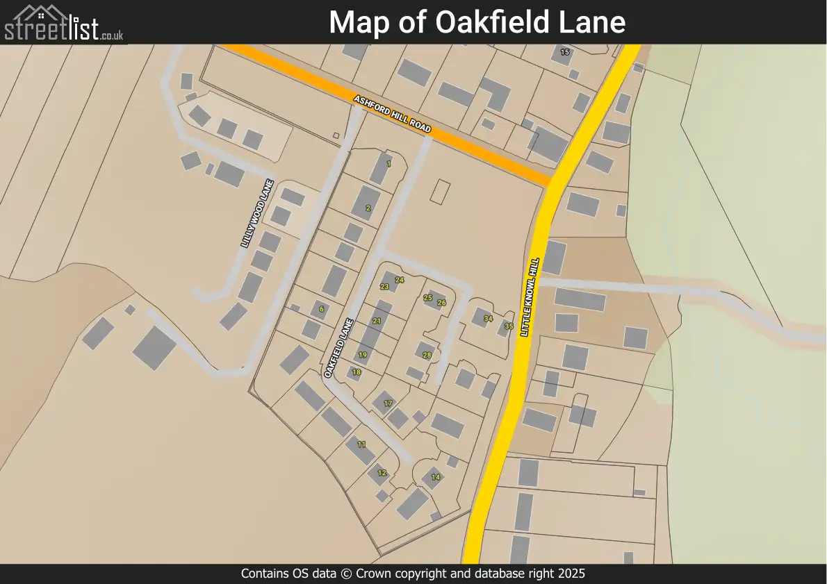 Map of Oakfield Lane