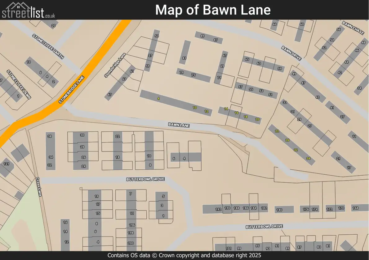 Map of Bawn Lane