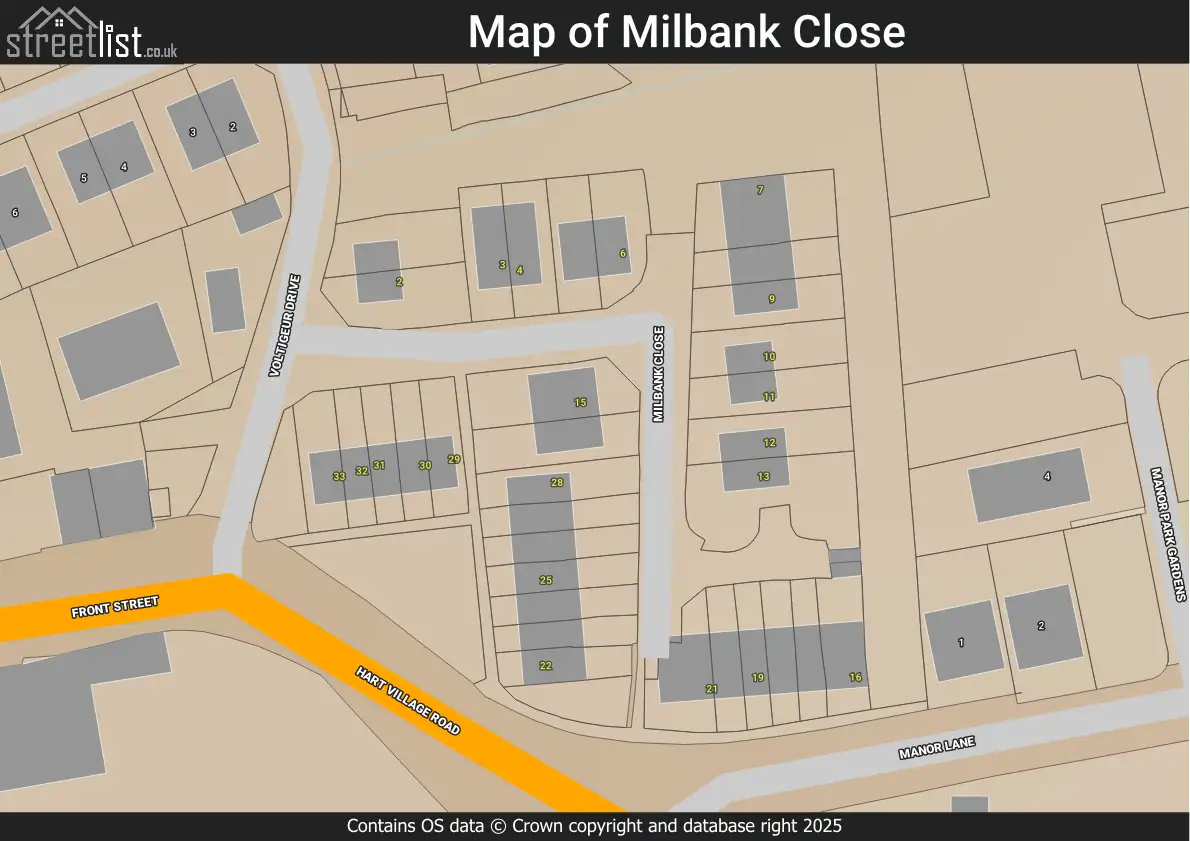 Map of Milbank Close
