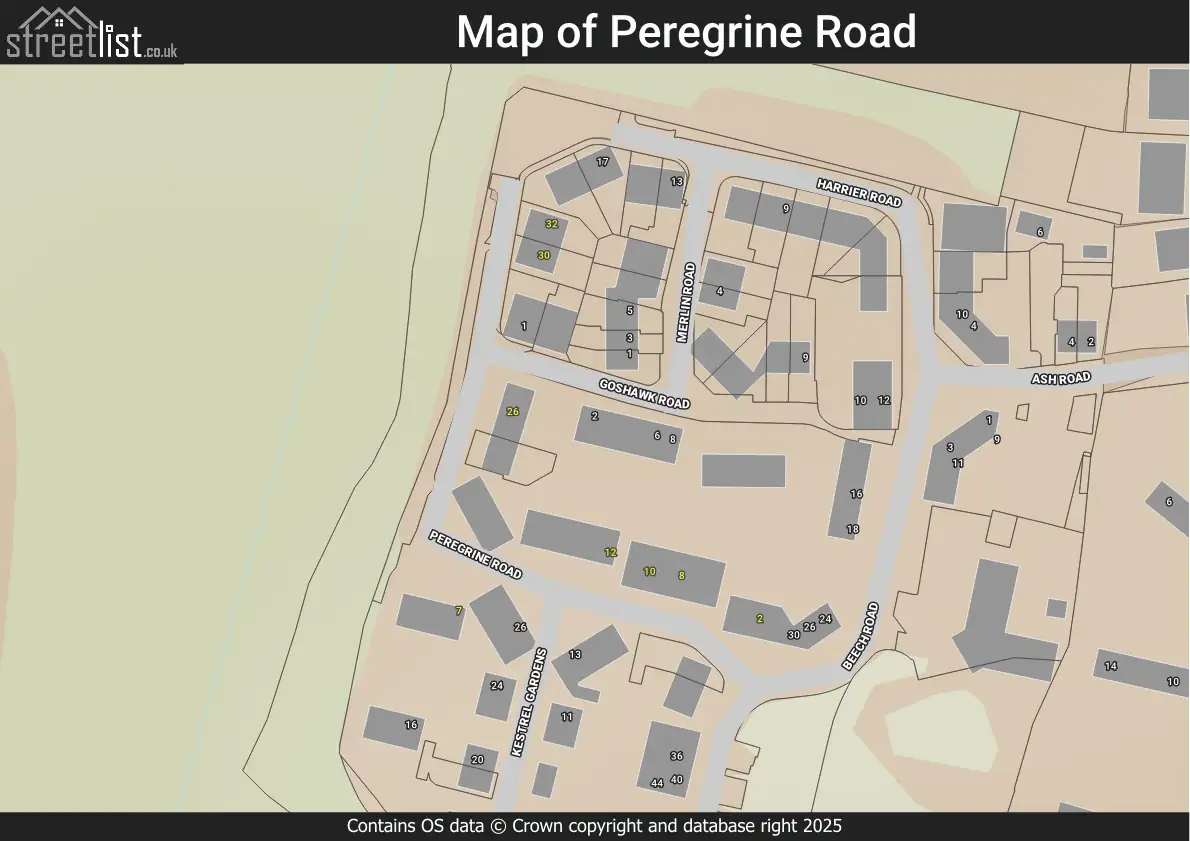Map of Peregrine Road