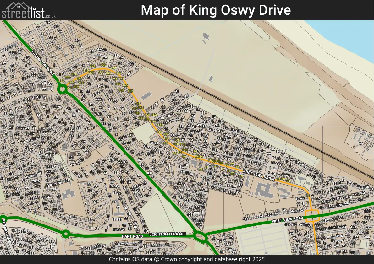 Map of King Oswy Drive