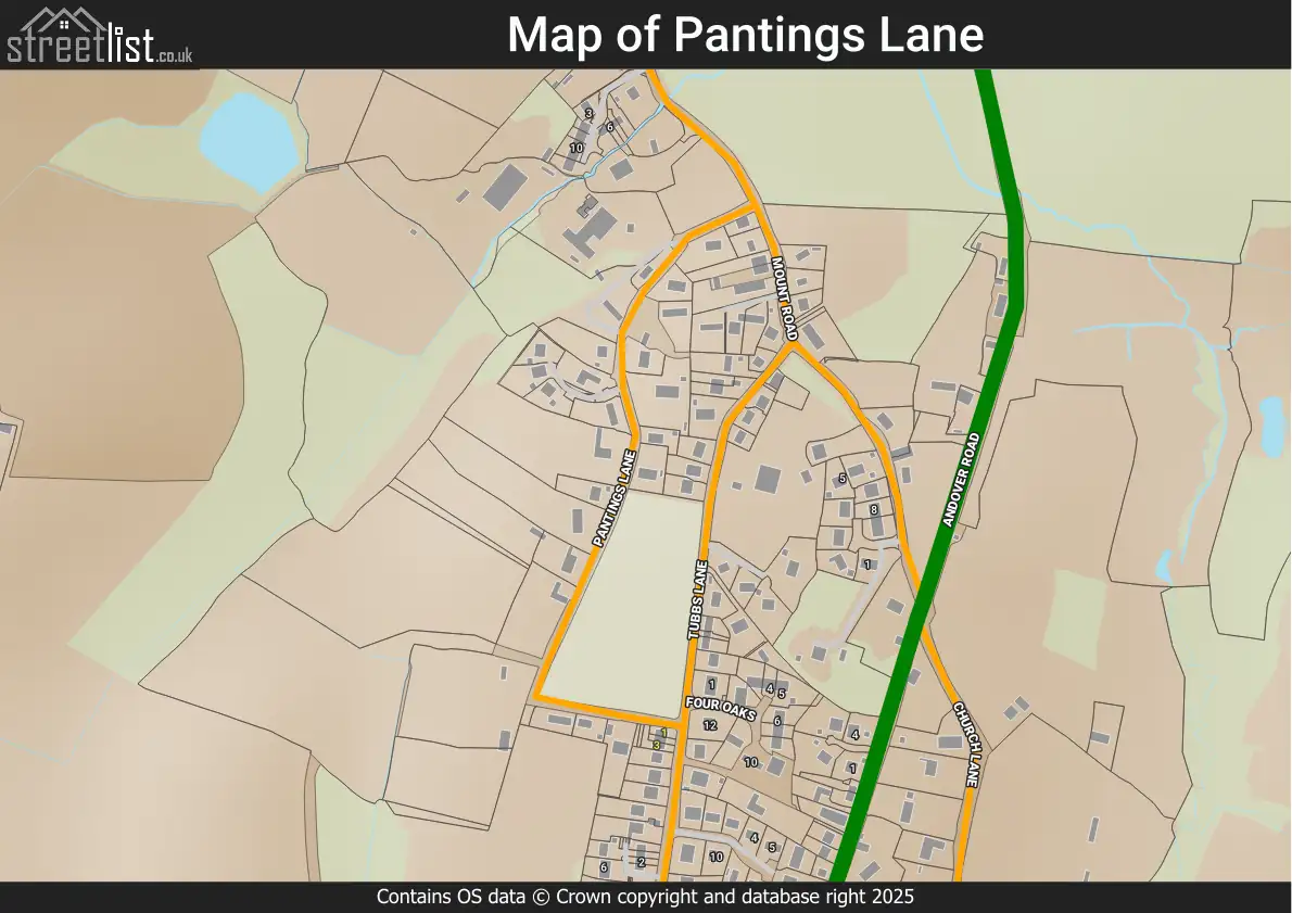 Map of Pantings Lane