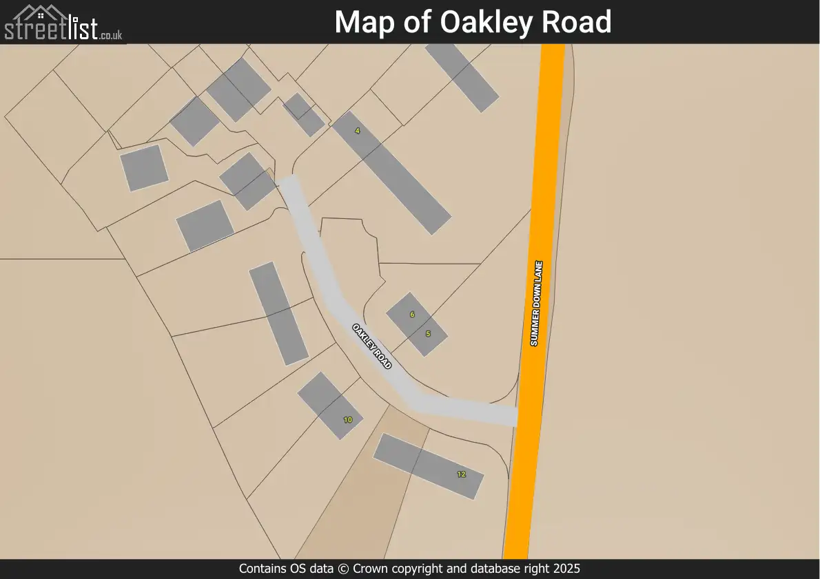 Map of Oakley Road