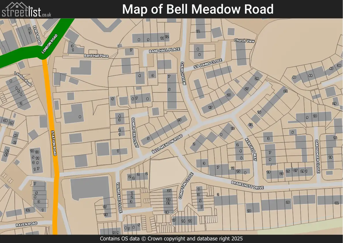 Map of Bell Meadow Road