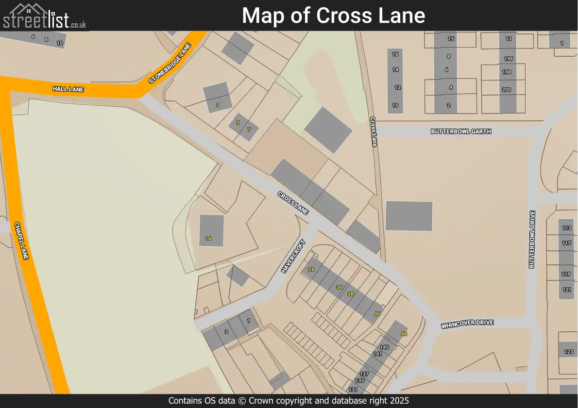 Map of Cross Lane