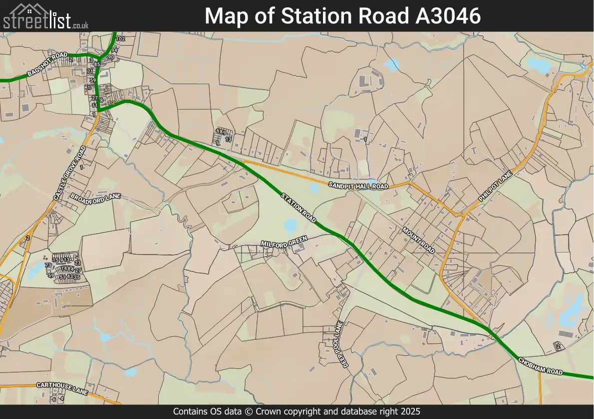 Station Road A3046, Woking, Chobham, Surrey | Street map, property and ...