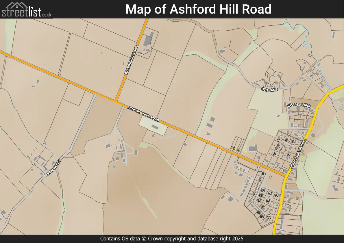 Map of Ashford Hill Road