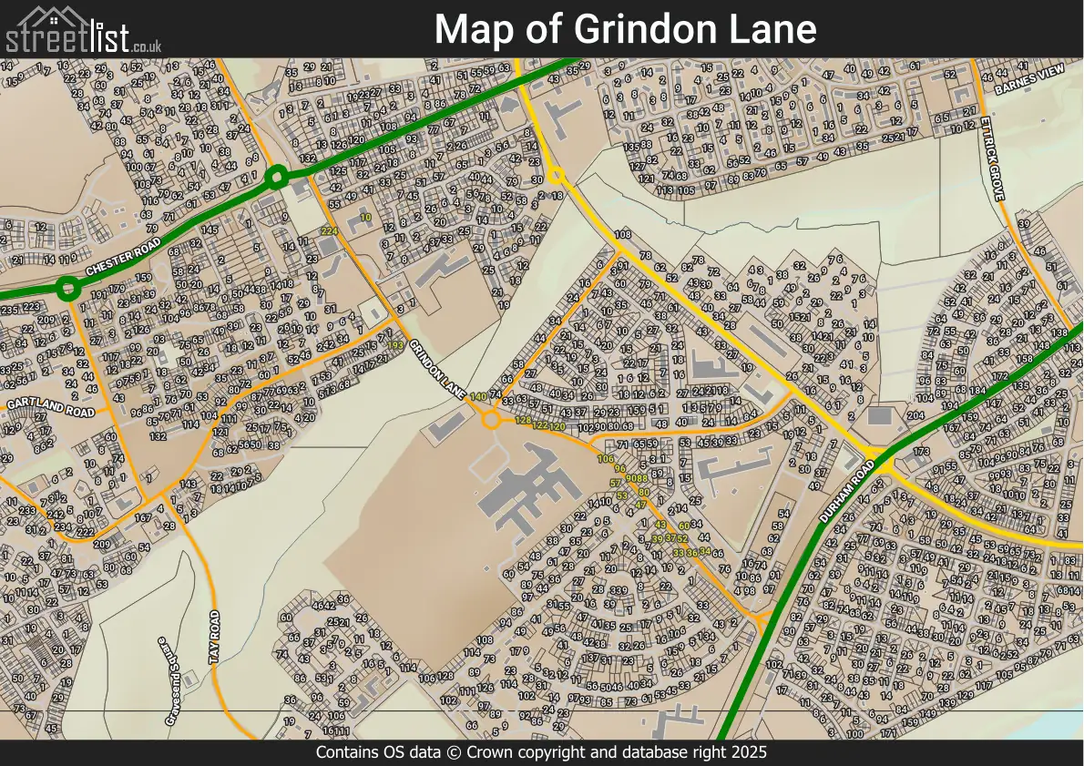Map of Grindon Lane