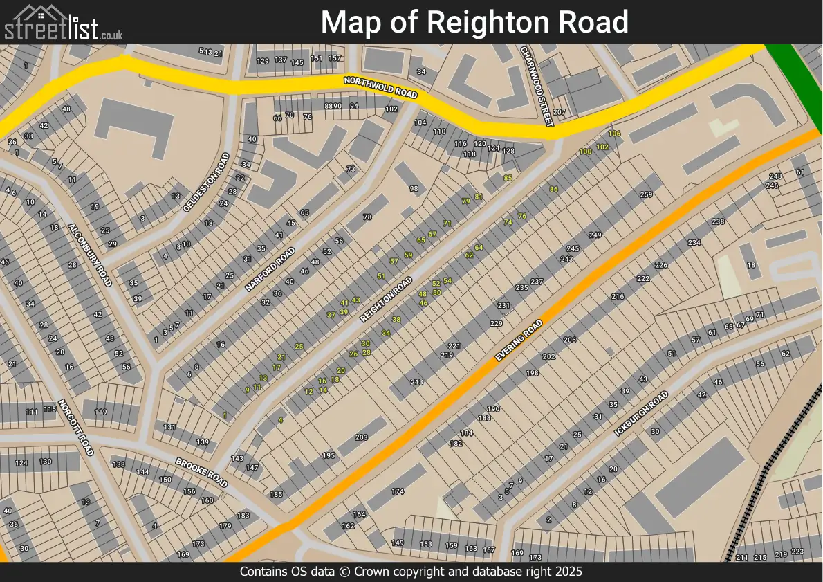 Reighton Road London Hackney Greater London Street Map Property