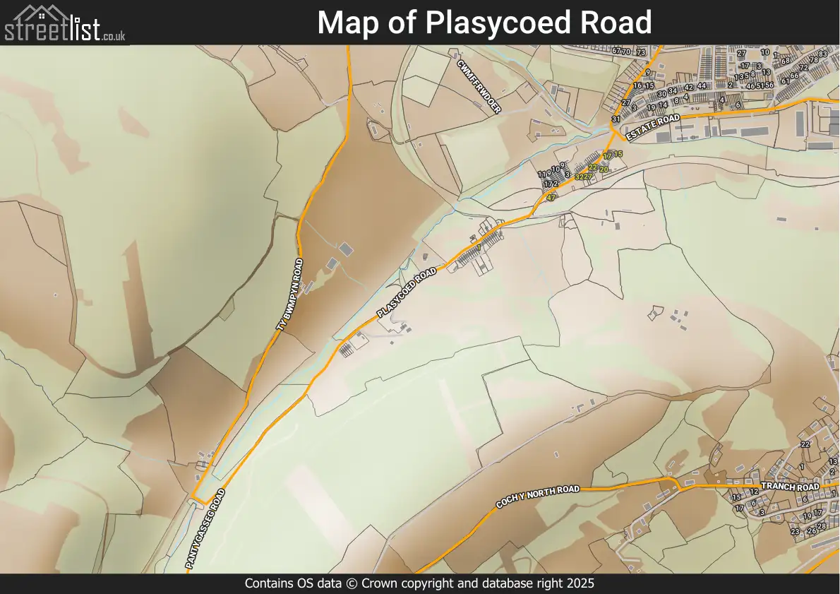 Map of Plasycoed Road