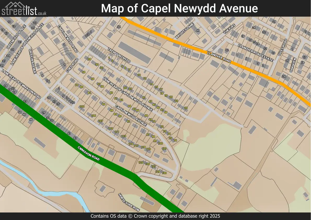 Map of Capel Newydd Avenue