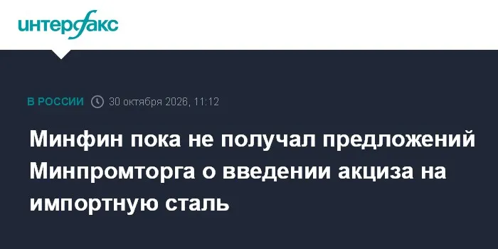 Минфин пока не получал предложений Минпромторга о введении акциза на импортную сталь