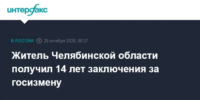 Житель Челябинской области получил 14 лет заключения за госизмену