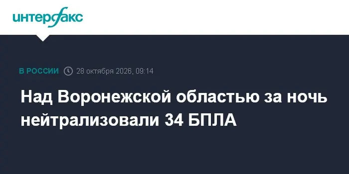 Над Воронежской областью за ночь нейтрализовали 34 БПЛА